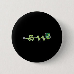 Heartbeat Shamrock Scrub Rn Icu Nurse St Patricks 6 Cm Round Badge