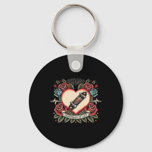 Heartbeat Skateboard Heart Line Pulse Skater Skate Key Ring