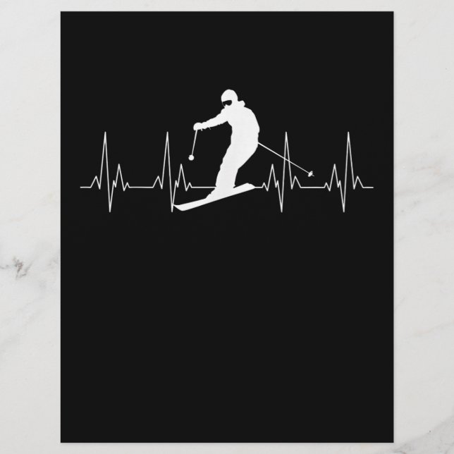 Heartbeat Skiing Gift For Skiers Custom Letterhead (Front)