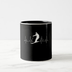 Heartbeat Skiing Gift For Skiers Two-Tone Coffee Mug
