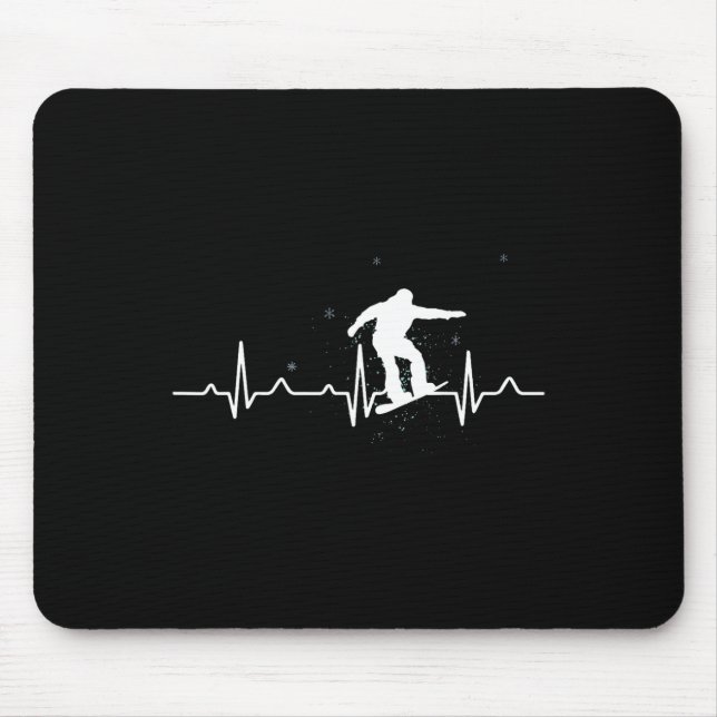 Heartbeat Snowboarding Lover Gift  Mouse Pad (Front)