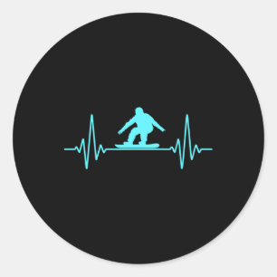 Heartbeat Snowboarding Snowboard Mountain Winter Classic Round Sticker