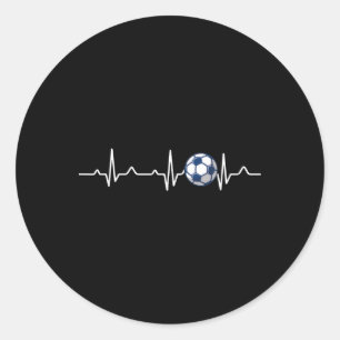 Heartbeat Soccer Lover Gift Classic Round Sticker