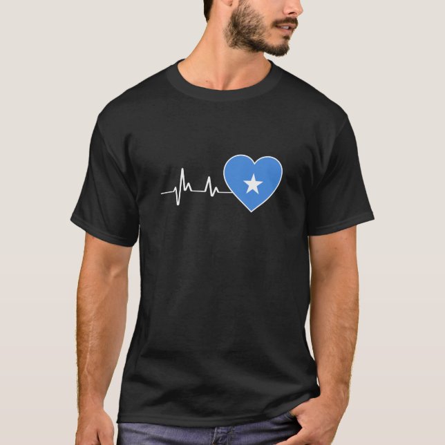 Heartbeat Somalia Flag As Somalian Sign For Somali T-Shirt (Front)