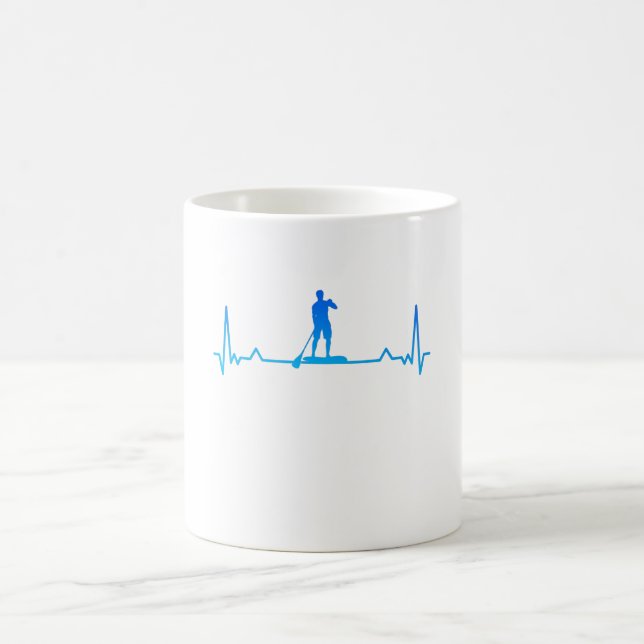 Heartbeat Stand up Paddleboarding Gift Coffee Mug (Center)