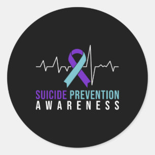 Heartbeat Suicide Prevention Awareness Pink And Te Classic Round Sticker