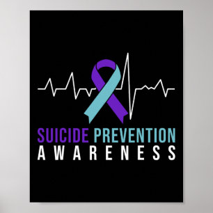 Heartbeat Suicide Prevention Awareness Pink And Te Poster