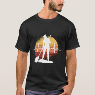 Heartbeat Sup Cool Ekg Stand Up Paddling Lover Wom T-Shirt
