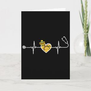 Heartbeat Taco Sombrero Stethoscope Cinco De Mayo Card