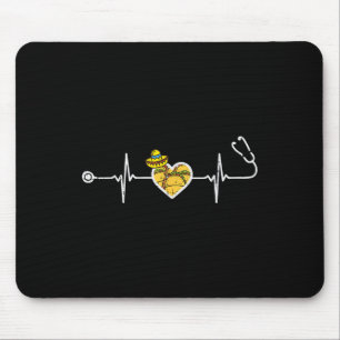 Heartbeat Taco Sombrero Stethoscope Cinco De Mayo  Mouse Pad