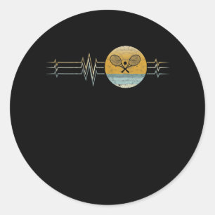 Heartbeat Tennis Sport Lifeline Gift Classic Round Sticker