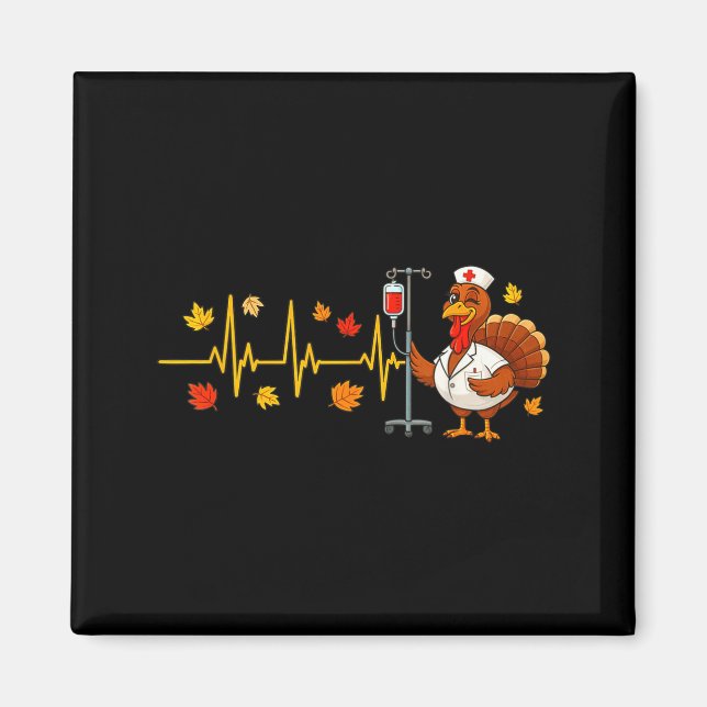 Heartbeat Turkey Funny Nurse Thanksgiving Fall Des Magnet (Front)