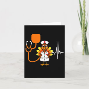 Heartbeat Turkey Nurse Thanksgiving Scrub Top Fall Card