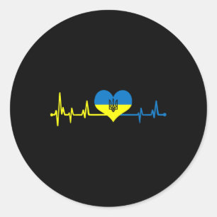 Heartbeat Ukraine Flag I Stand With Ukraine Classic Round Sticker
