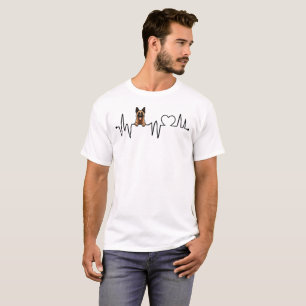 Heartbeat with Belgian Shepherd Peeking and Heart T-Shirt