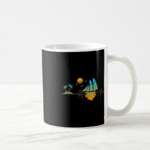 Heartbeat With Sailboat Palm Tropical Trees Beach Coffee Mug