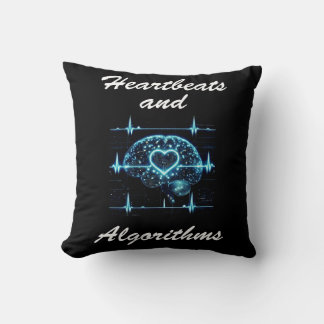 “Heartbeats and Algorithms” futuristic love Cushion
