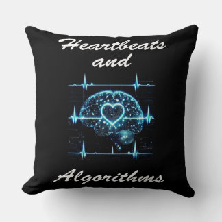 “Heartbeats and Algorithms” futuristic love Cushion