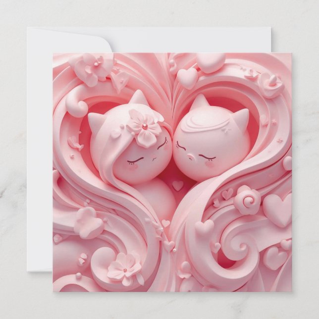 Heartbound Cats in Pastel Pink Invitation (Front)