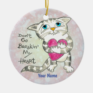 Heartbreak Cat Ceramic Ornament
