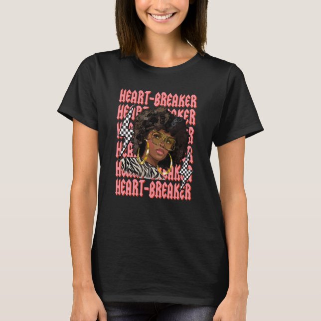 Heartbreaker Afro Women Anti Valentine's Day Match T-Shirt (Front)