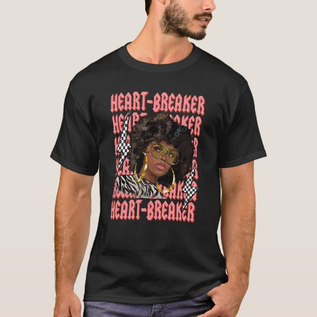 Heartbreaker Afro Women Anti Valentine's Day Match T-Shirt (Front)