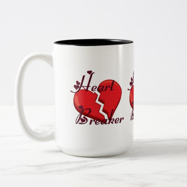 Heartbreaker Funny Valentine Two-Tone Coffee Mug (Left)