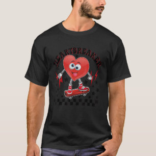 Heartbreaker Heart Skateboard Skater Valentines D T-Shirt