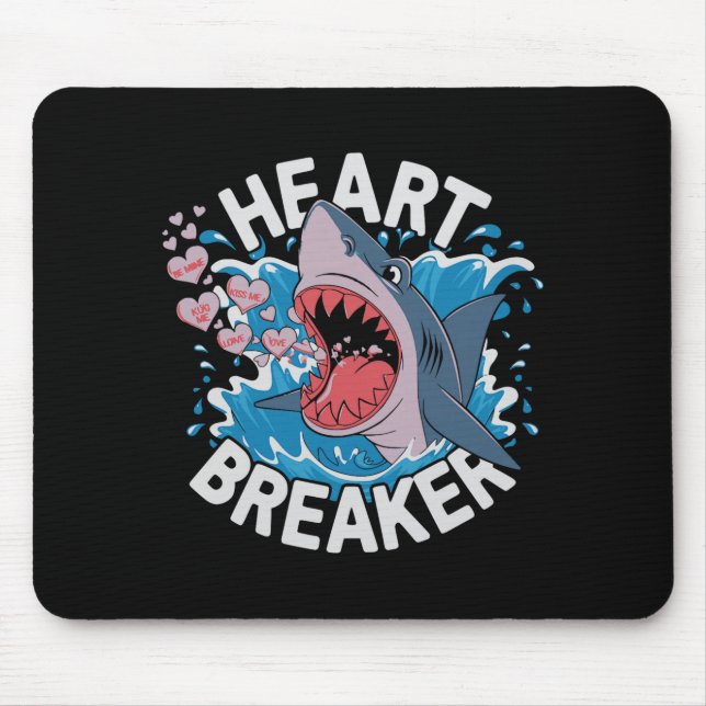 Heartbreaker Shark Cute Funny Love Design For Vale Mouse Pad (Front)