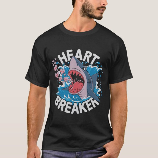 Heartbreaker Shark Cute Funny Love Design For Vale T-Shirt (Front)