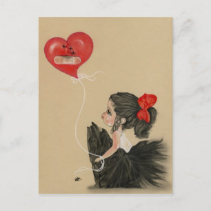 Heartbroken little sad cartoon girlPostcard Postcard