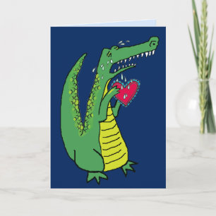 Heartbroken Whimsical Alligator Custom Text Card