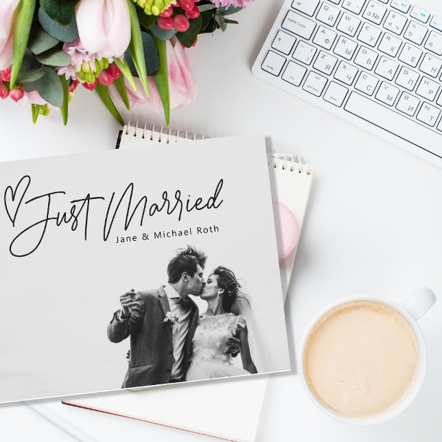Hearted Just Married Elopement/Wedding Announcement Postcard (Creator Uploaded)