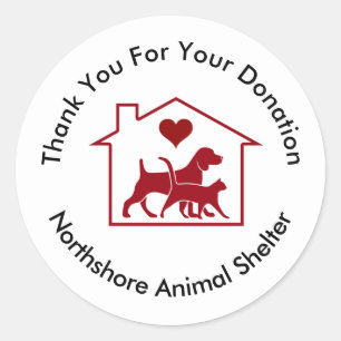 Heartfelt Animal Shelter Donation Thank You Classic Round Sticker