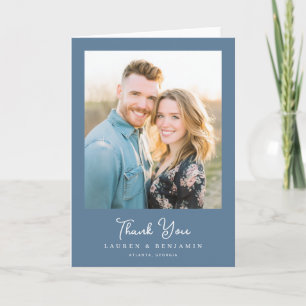 Heartfelt Blue Photo Thank You Card