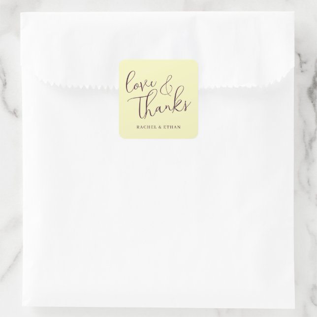 Heartfelt Burgundy Calligraphy Square Sticker (Bag)