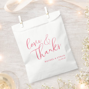Heartfelt Coral Calligraphy Favour Bag