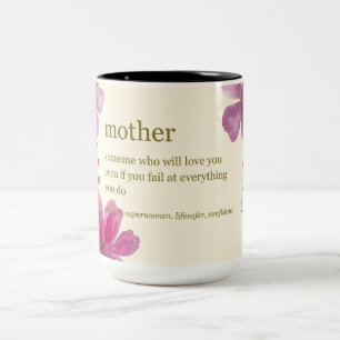 Heartfelt 'Definition of a Mother' Floral Two-Tone Coffee Mug