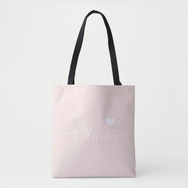  Heartfelt Elegance - Dusty Rose Bridesmaid Tote Bag (Front)