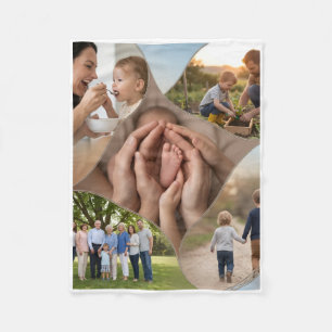 Heartfelt Family Photo Memory Grid Collage Fleece Blanket