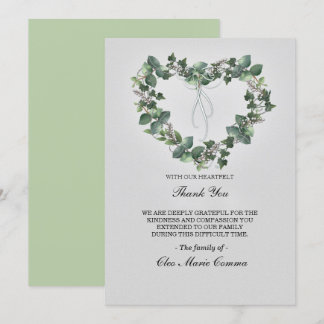 Heartfelt Floral Heart Family Sympathy Thank You Invitation