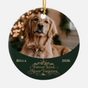 Heartfelt Forever Loved Dog Memorial Photo Ceramic Ornament