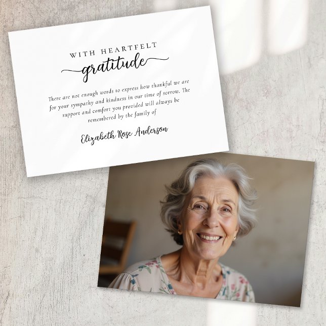 Heartfelt Gratitude Photo Funeral Thank You Card (Creator Uploaded)