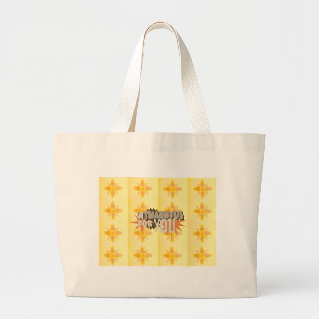 Heartfelt Gratitude: "Thankful For You" with Love, Large Tote Bag (Front)