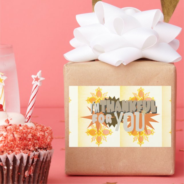 Heartfelt Gratitude: "Thankful For You" with Love, Rectangular Sticker (Party)