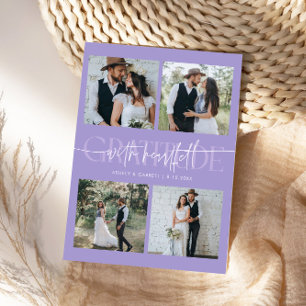 Heartfelt Gratitude Wedding Multi Photo Lilac Thank You Card