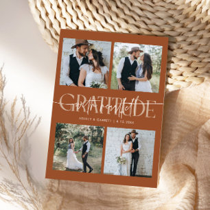 Heartfelt Gratitude Wedding Multi Photo Terracotta Thank You Card
