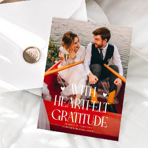 Heartfelt Gratitude Wedding Photo Thank You Card