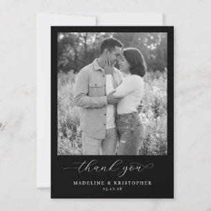 Heartfelt Grayscale Romantic Photo Thank You Card