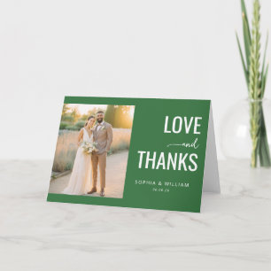 Heartfelt Green Minimalist Photo Thank You Card